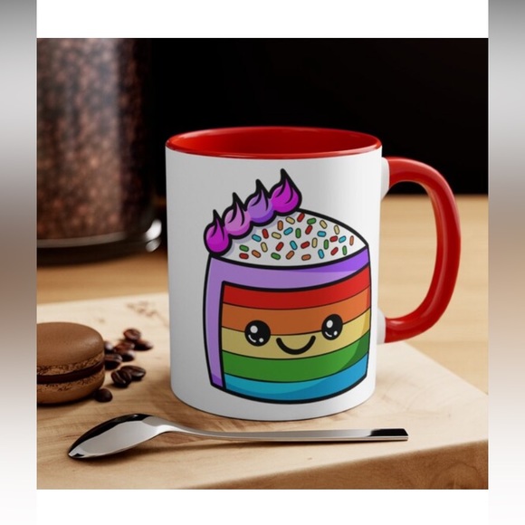 🌈🍰Kawaii Rainbow Cake Coffee Mug - Picture 4 of 4